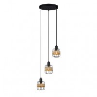Distribuidor - Lâmpadas Diversas | Lâmpadas Modernas | PLAFON BURANO 3XE14 FORJA/RATAN REGX25X33 CM Ref: 190683009